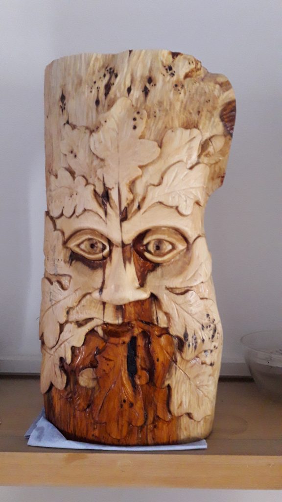The Greenman carved from Cawton Yew
